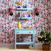 Eclectic Eden Wallpaper in Pink and Blue Sunset