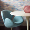 Roomset close-up of brushstroke wallpaper in cool tones colourway