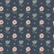 Deep Blue Floral Print Wallpaper
