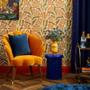 Roomset of matisse pattern wallpaper in earthy orange, toffee and mustard colourway