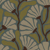 Thumbnail of mattise pattern wallpaper in walnut and wasabi green on teal colourway
