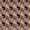 Thumbnail of vintage geometric wallpaper in caramel, black on vintage mauve colourway 