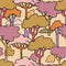 Thumbnail of tree wallpaper in olive green, earthy orange and grape colourway